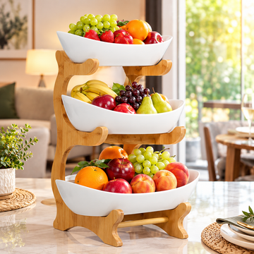 🌿 3-Tier Wooden Food & Fruit Organizer🍎🌿