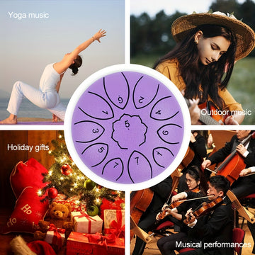 Steel Tongue Chakra Drum with Bag, Musical Instrument for Adults, Includes Drum Mallets & Music Book, Outdoor Garden Rain Chime, Outdoor Garden Rain Ch