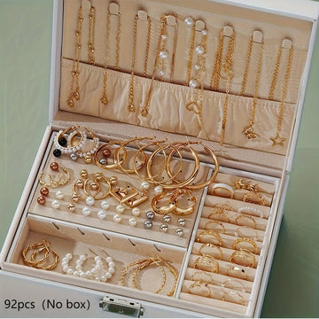 86-Piece Fashion Jewelry Set for Women – Elegant Necklace, Earrings, Rings & Studs Collection